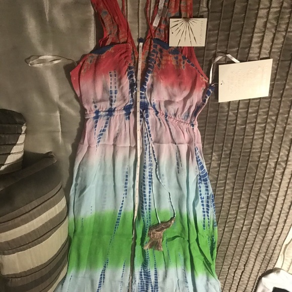 Boston Proper Multi Tie Dye Maxi Dress - Picture 9 of 11